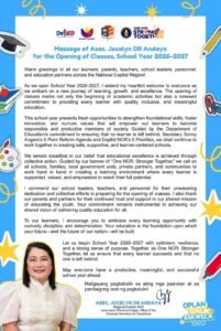 A New School Year Begins: Message from Assistant Secretary Jocelyn DR Andaya